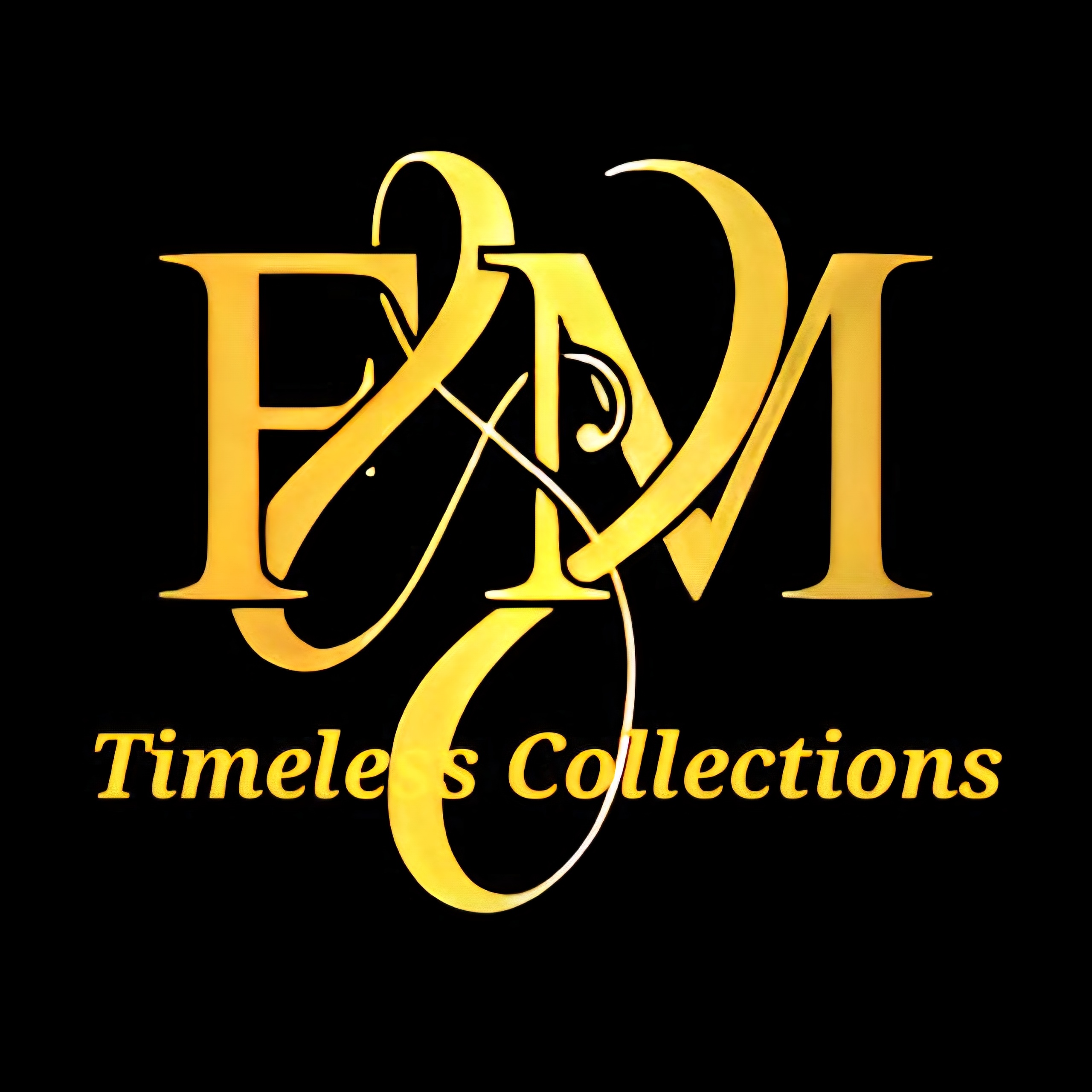 F&M Timeless Collections logo in gold serif font on black background